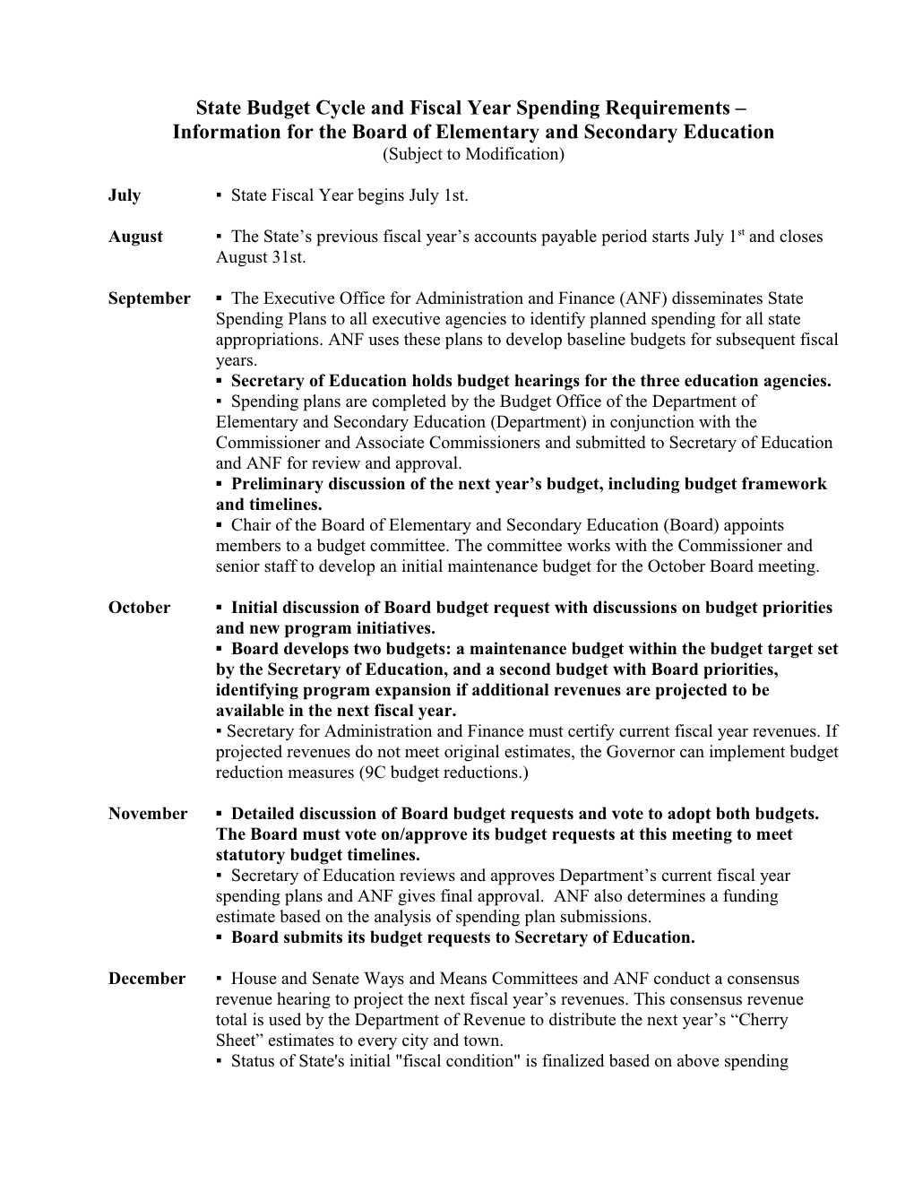 State Fiscal Year and Budget Cycle