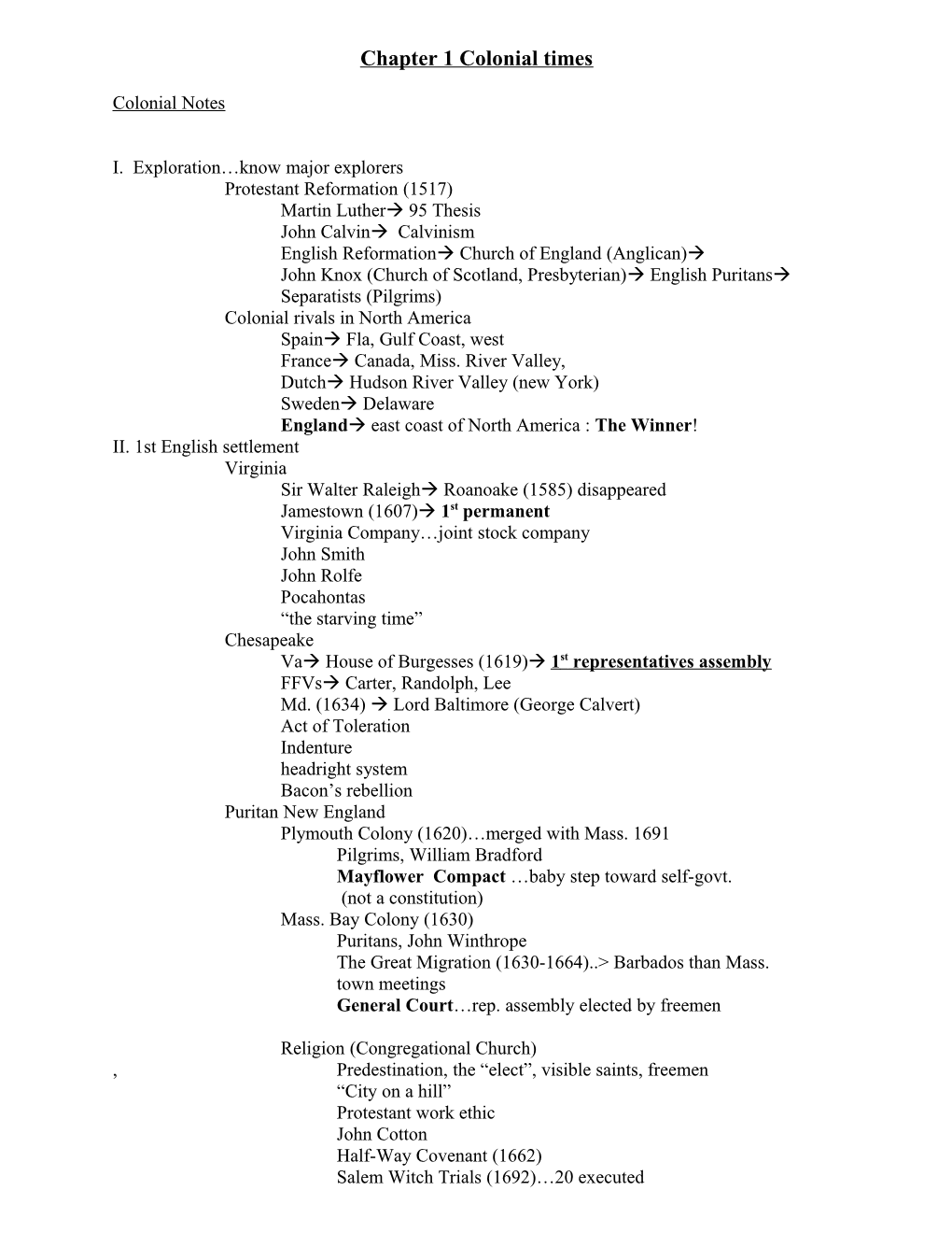 Chapter 1 Colonial Times