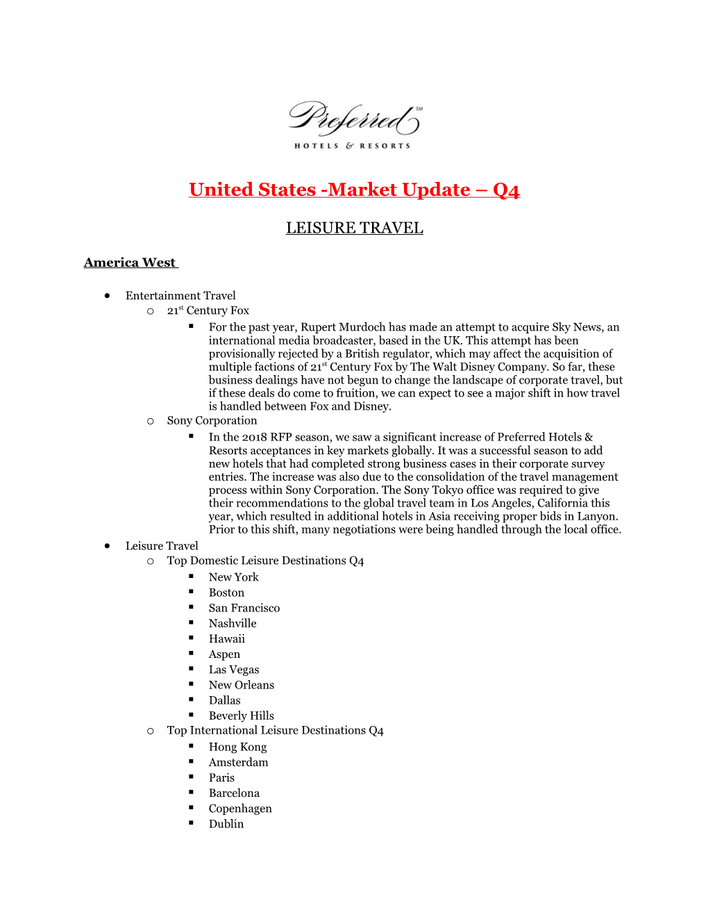 United States-Market Update Q4