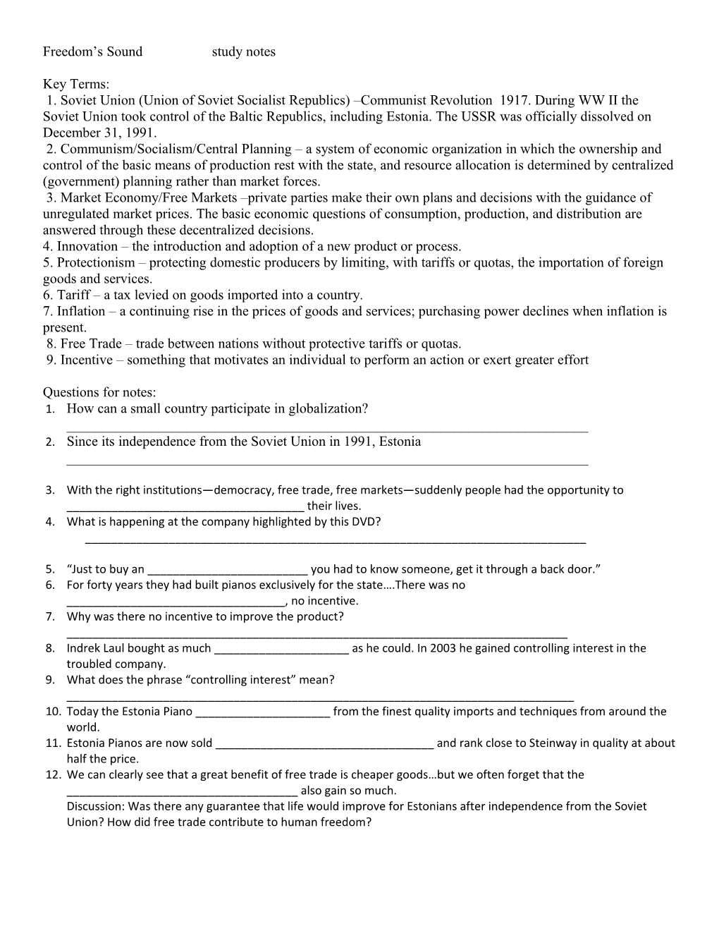 Freedom S Sound Study Notes