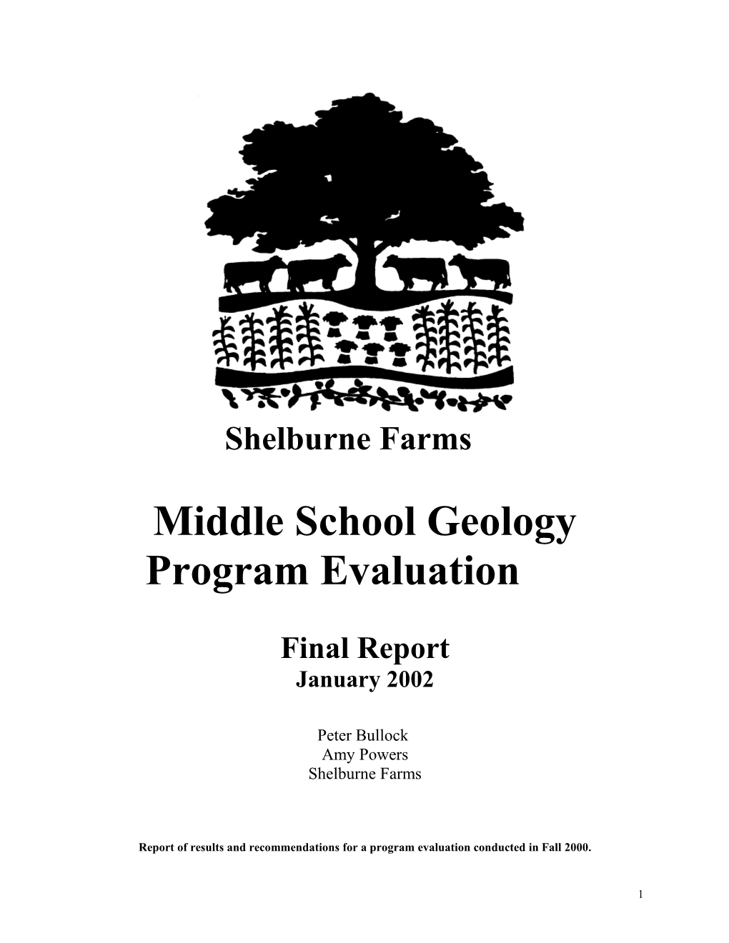 Middle School Geology Program Evaluation