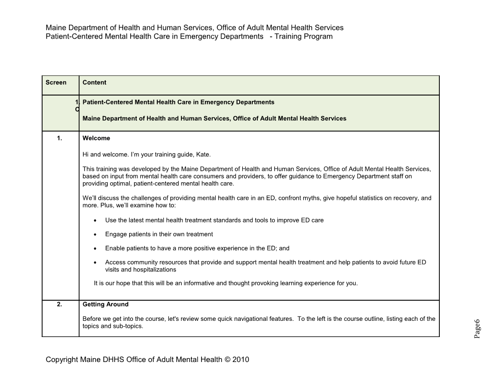 Patient-Centered Mental Health Care in Emergency Departments - Training Program