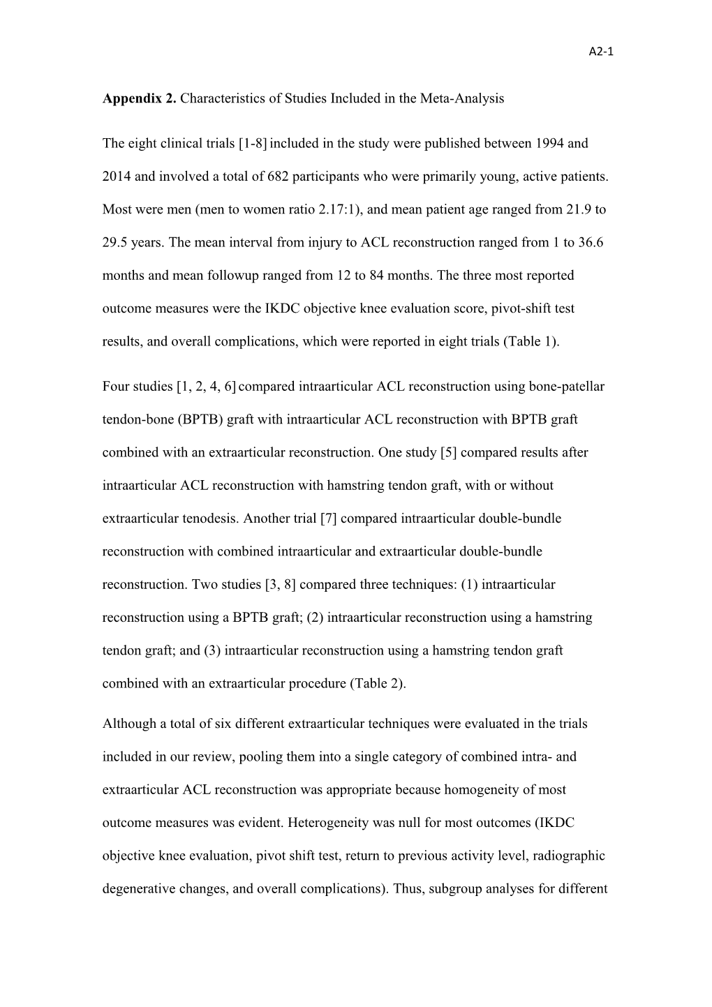 Appendix 2. Characteristics of Studies Included in the Meta-Analysis