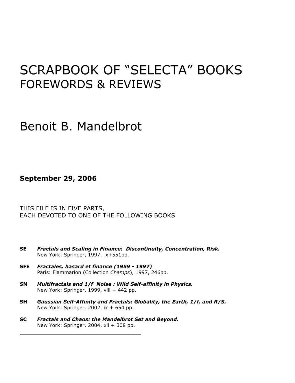 Scrapbookof Selecta Books Forewords & Reviews