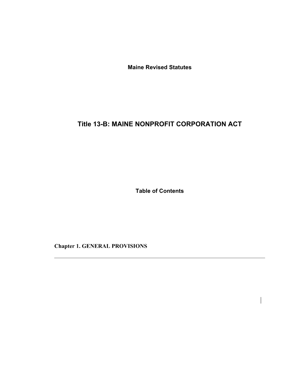 MRS Title 13-B: MAINE NONPROFIT CORPORATION ACT