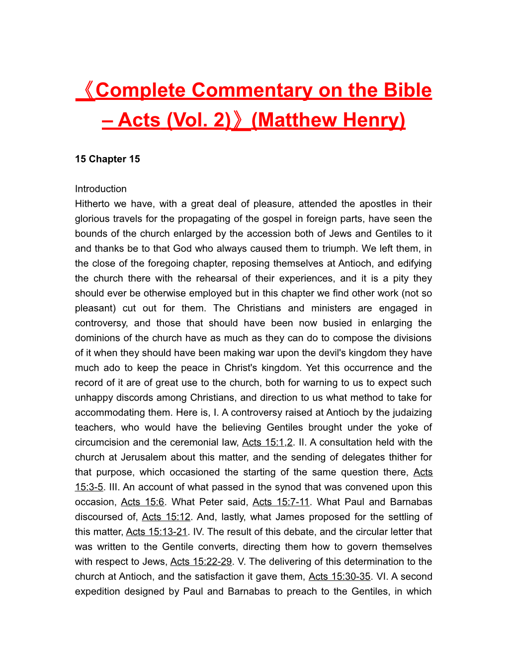 Complete Commentary on the Bible Acts(Vol. 2) (Matthew Henry)