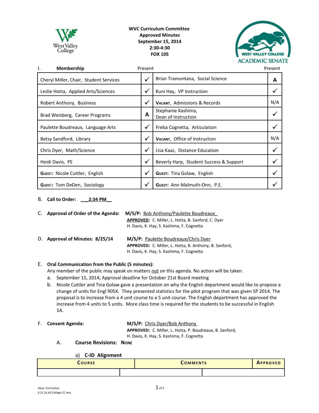 WVC Curriculum Committee