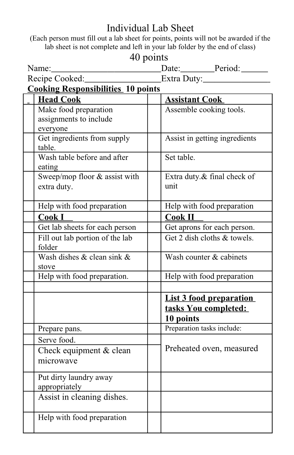 Individual Lab Sheet