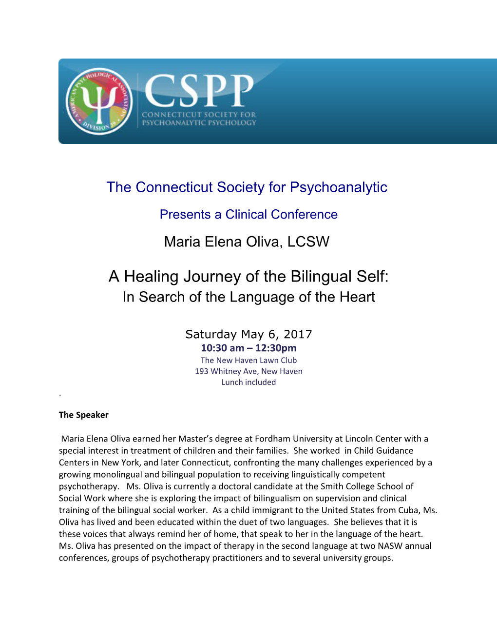 The Connecticut Society for Psychoanalytic