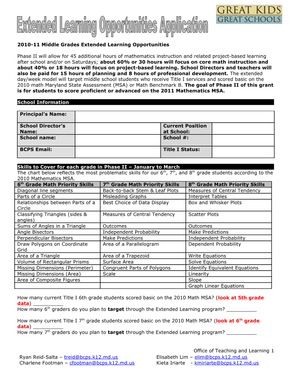 2010-11 Middle Grades Extended Learning Opportunities