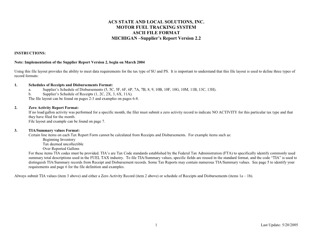 Fuel Supplier's ASCII Flat File Specifications