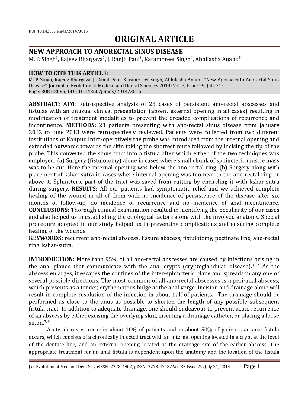 New Approach to Anorectal Sinus Disease