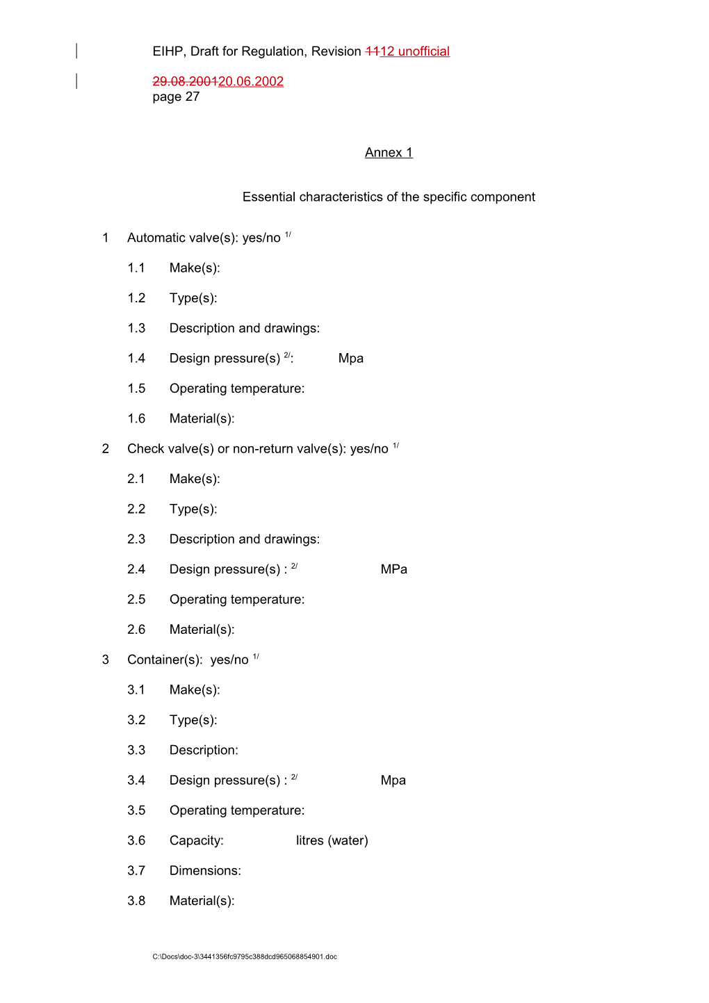 EIHP, Draft for Regulation, Revision 1112 Unofficial