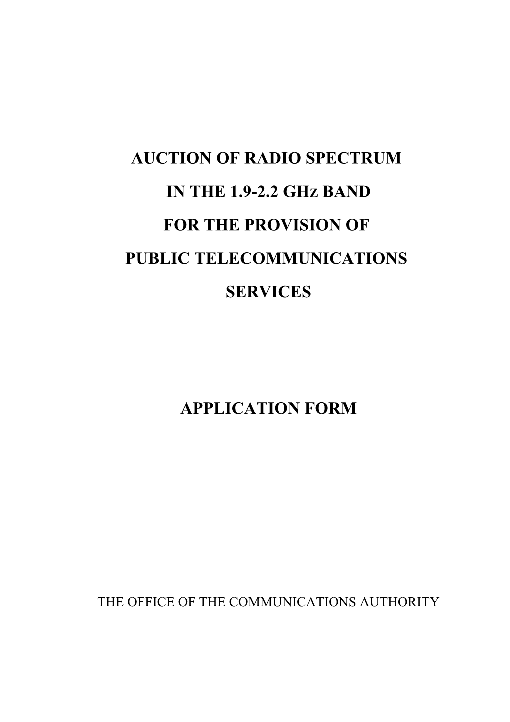 Auction of Radio Spectrum