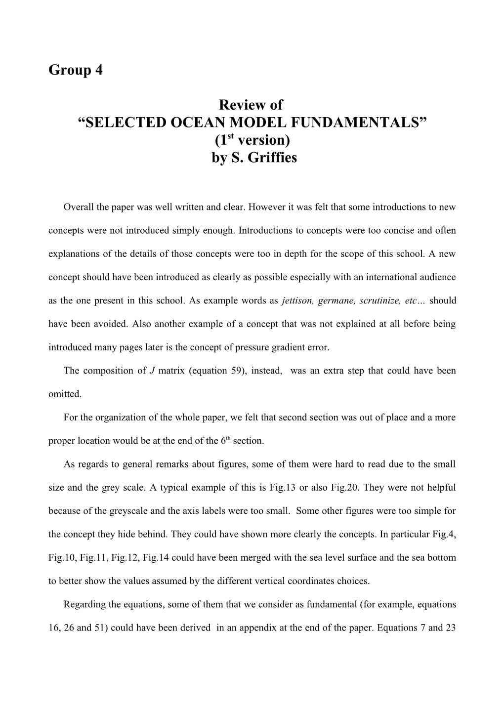Selected Ocean Model Fundamentals