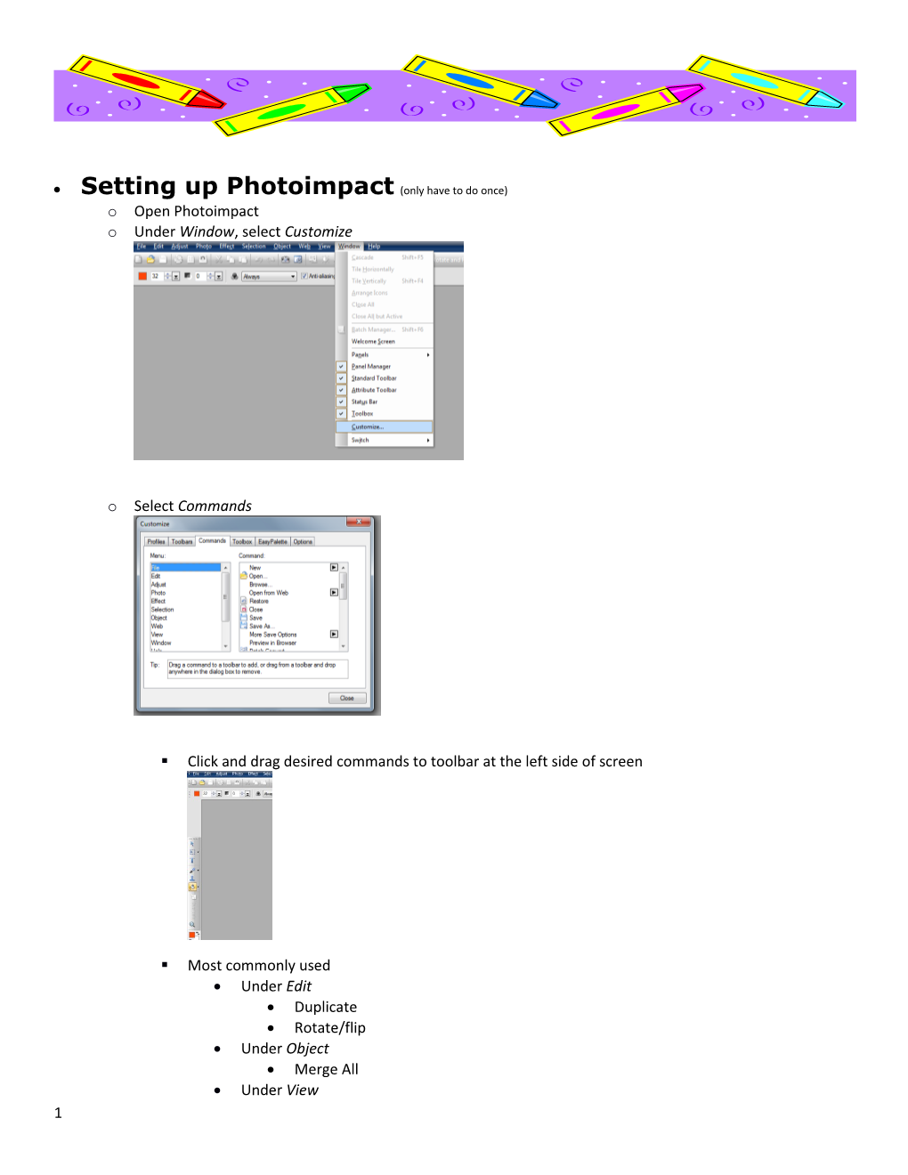 Setting up Photoimpact (Only Have to Do Once)