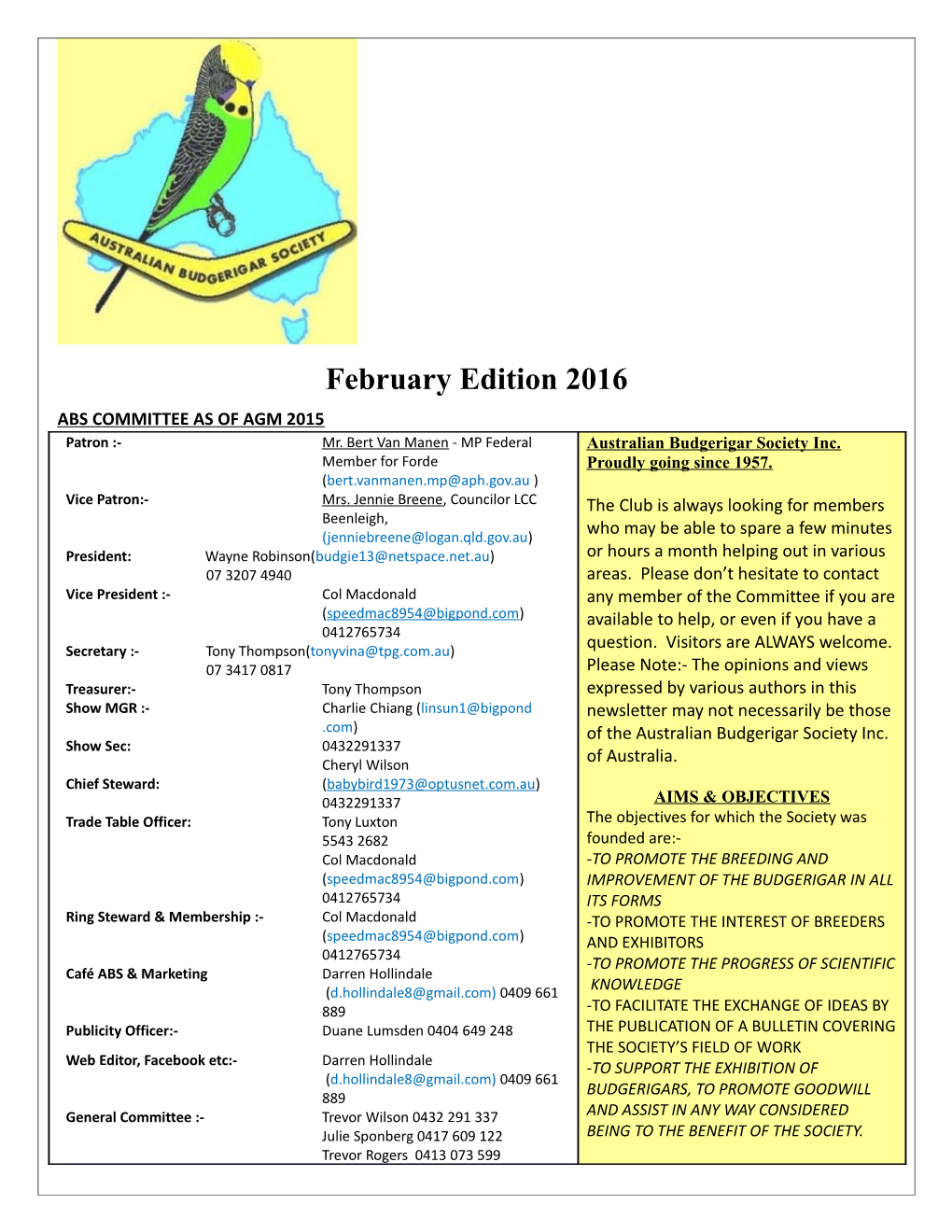 Abs Committee As of Agm 2015