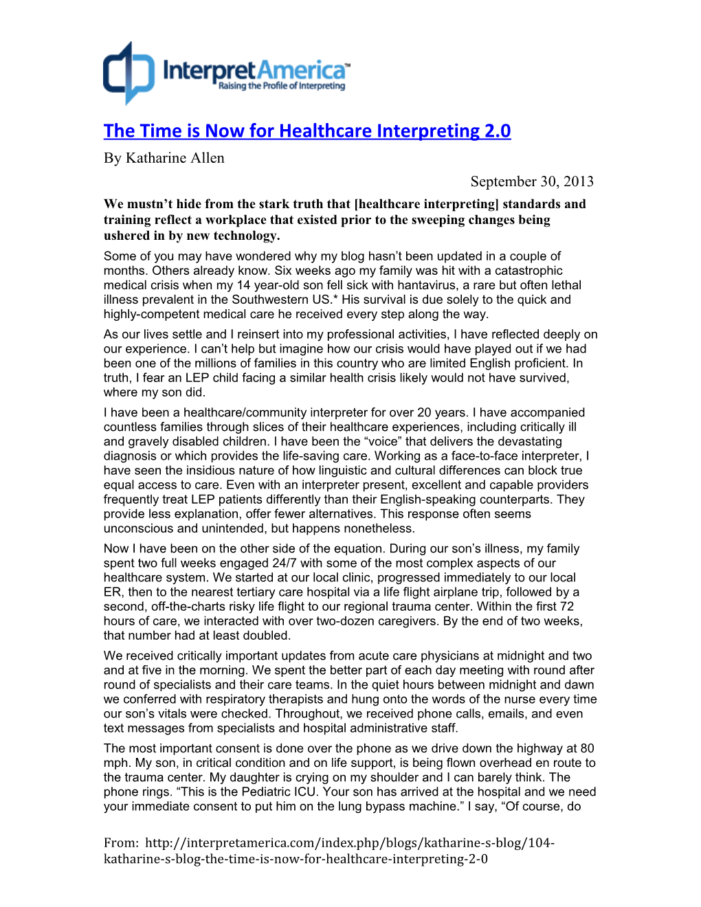 The Time Is Now for Healthcare Interpreting 2.0