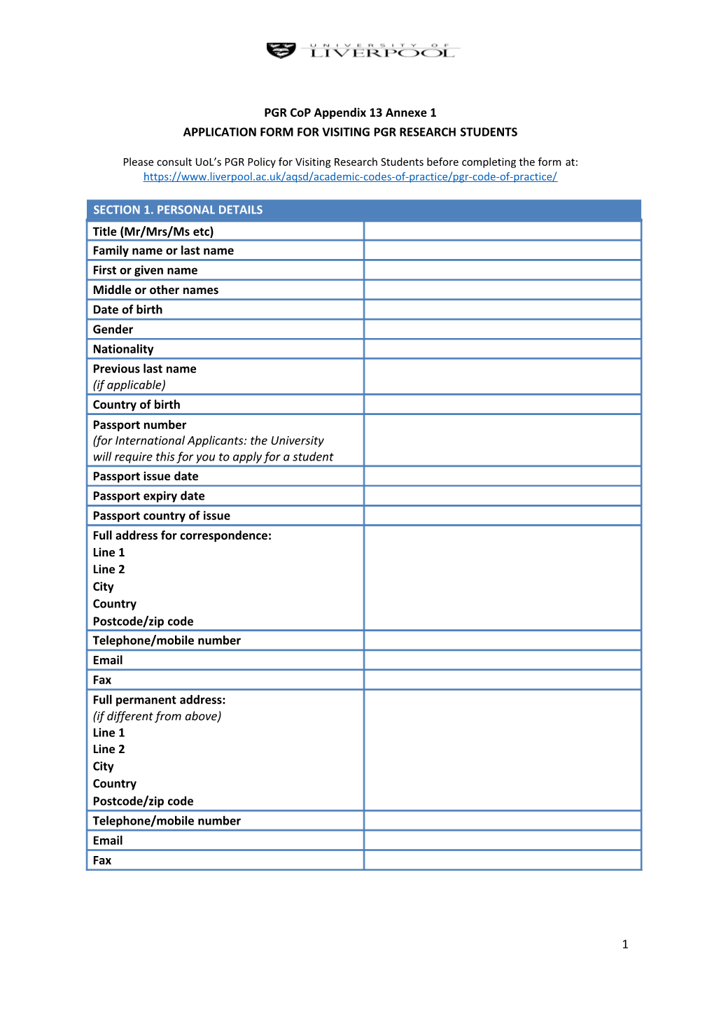 PGR Cop Appendix 13 Annexe 1