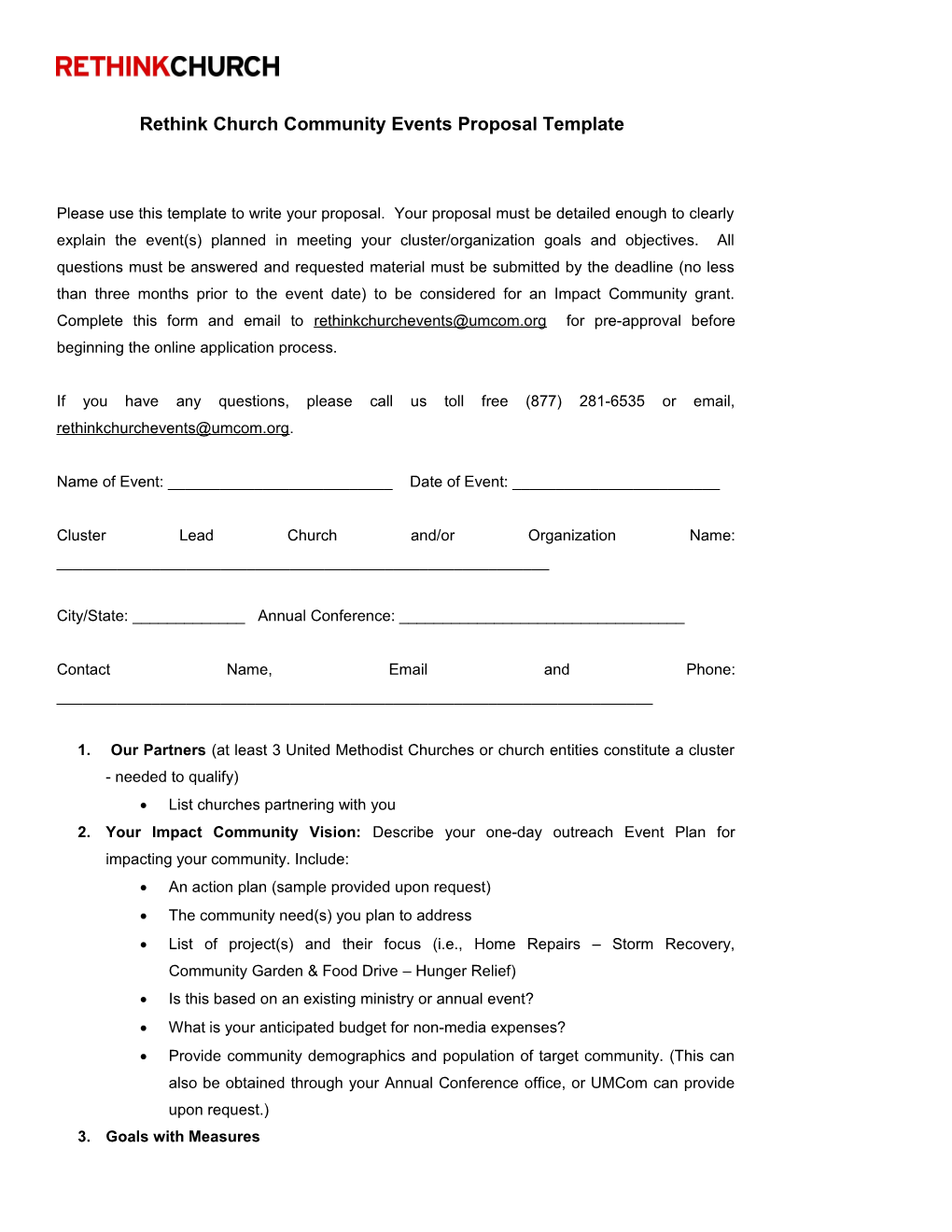 Rethink Church Community Events Proposal Template