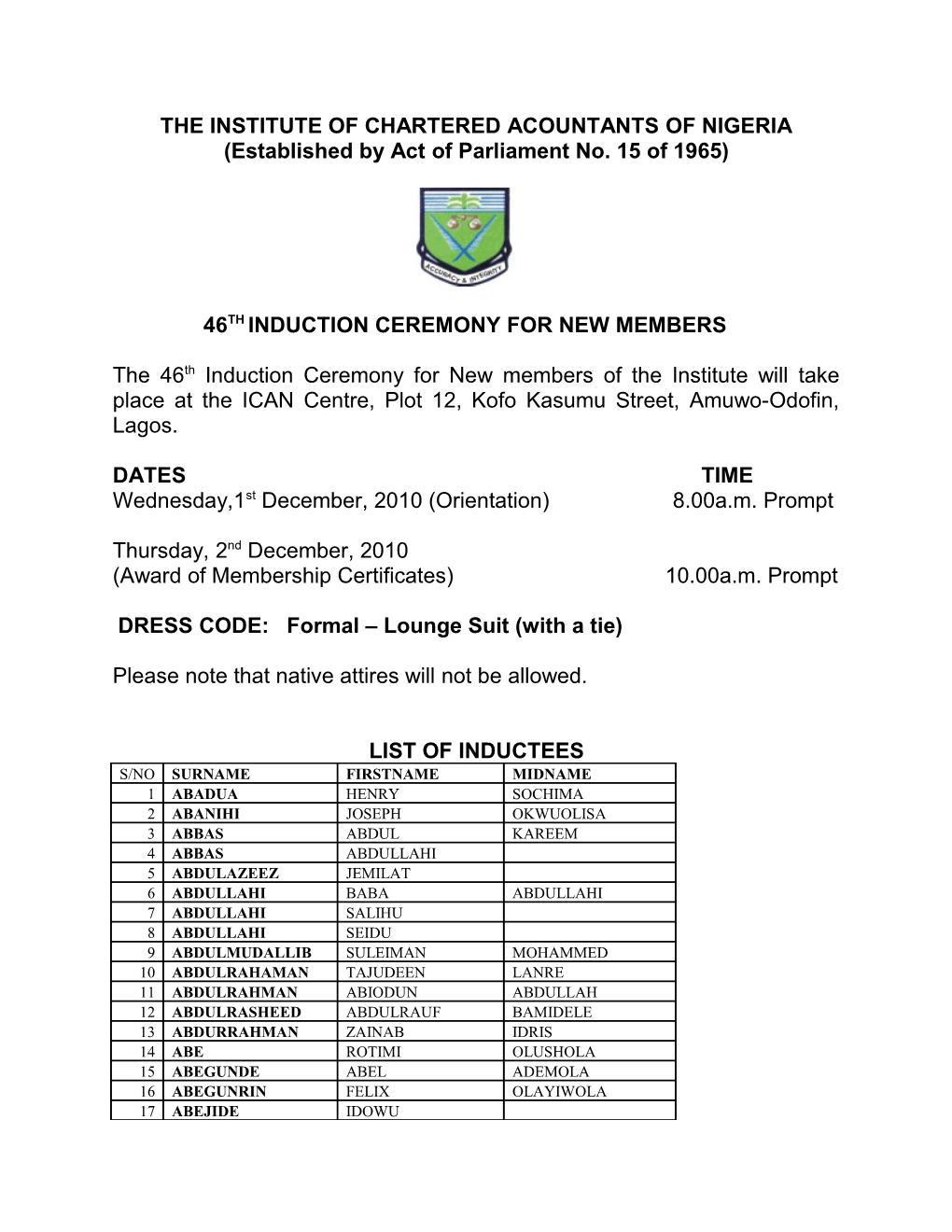 The Institute of Chartered Acountants of Nigeria