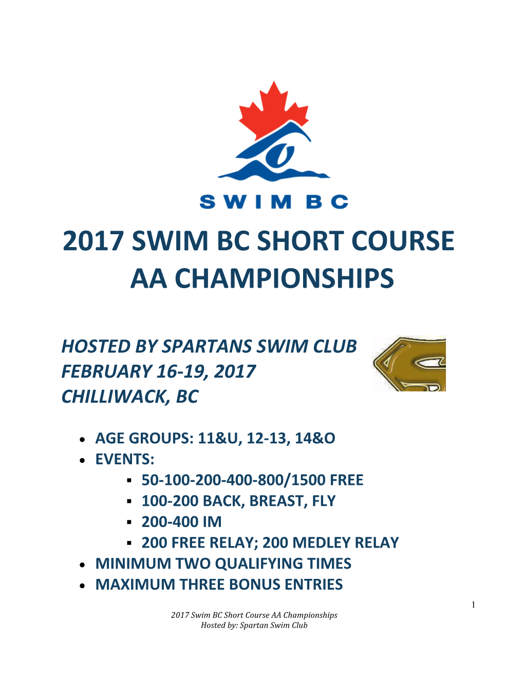 2017 Swim BC SHORT COURSE