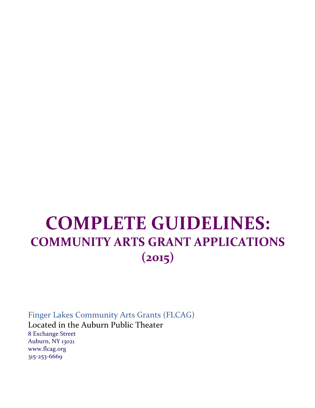 Community Arts Grant Applications (2015)