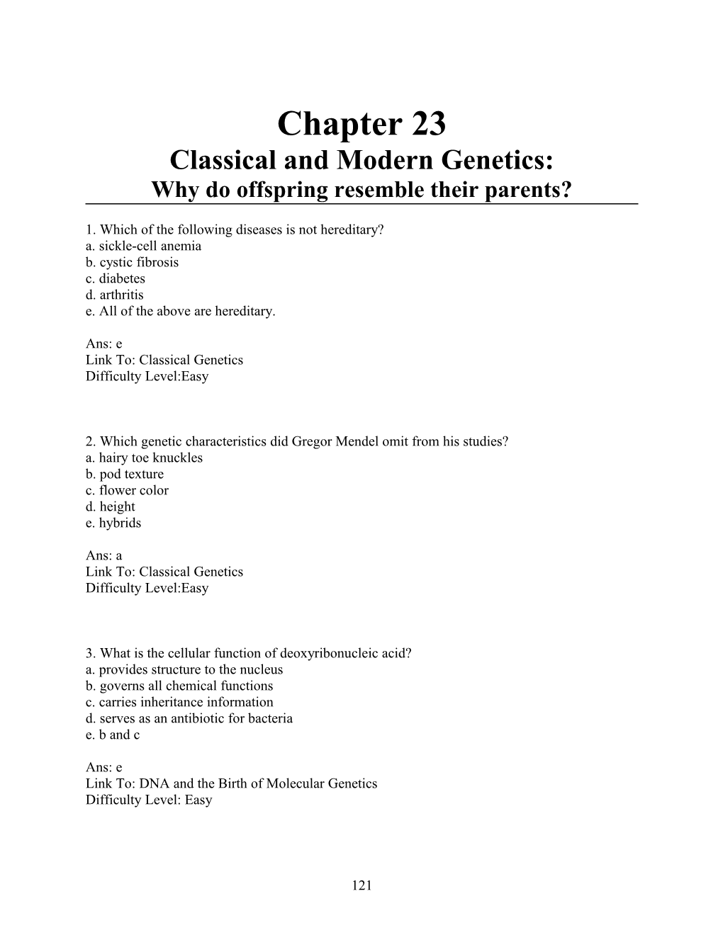 Chapter 23: Classical and Modern Genetics