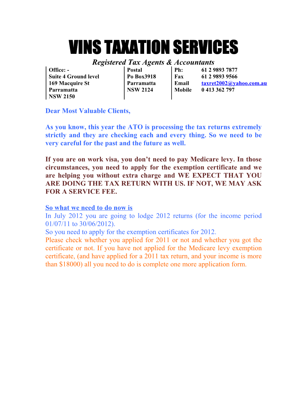 Vins Taxation Services