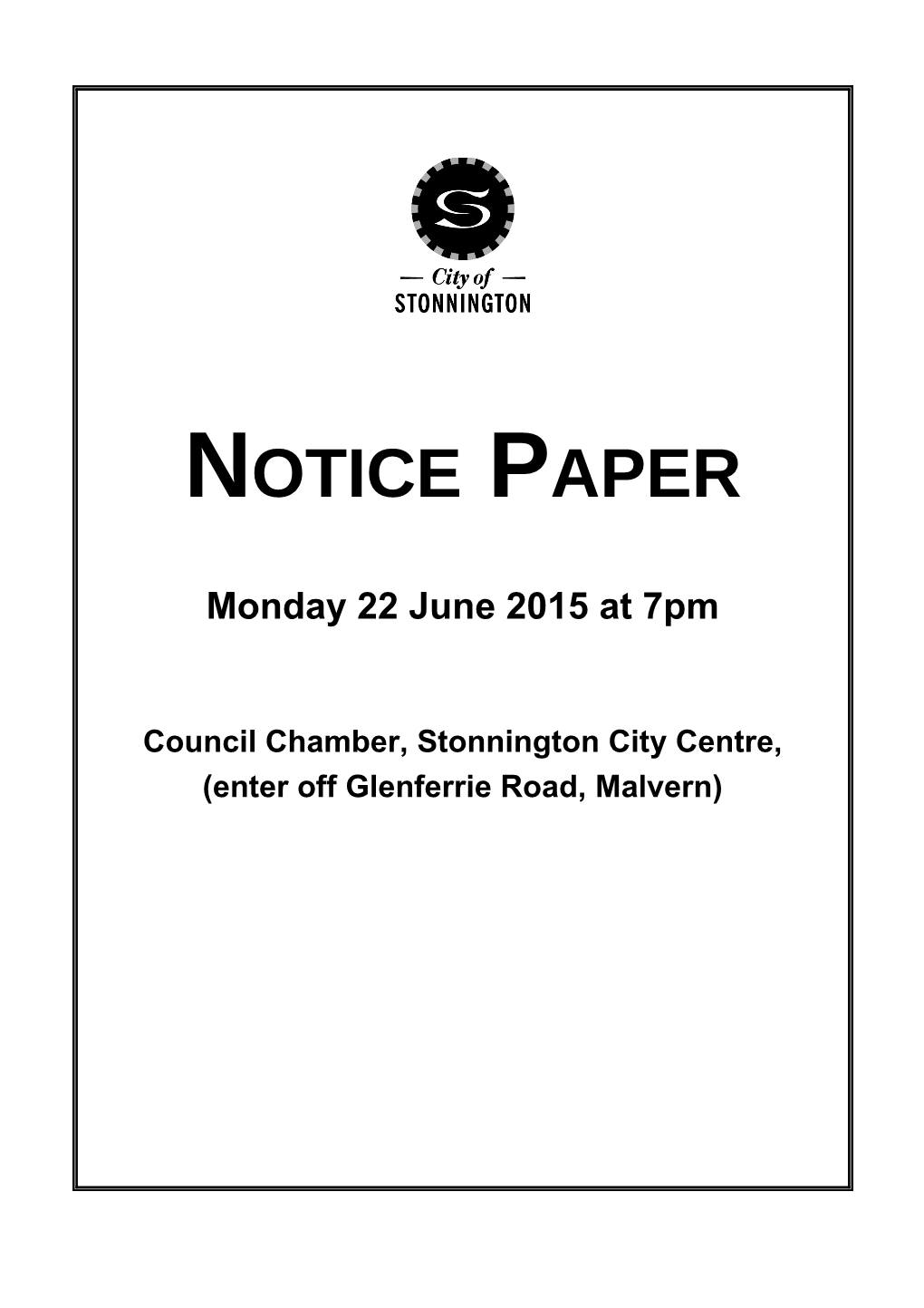 Agenda of Council Meeting - 22 June 2015