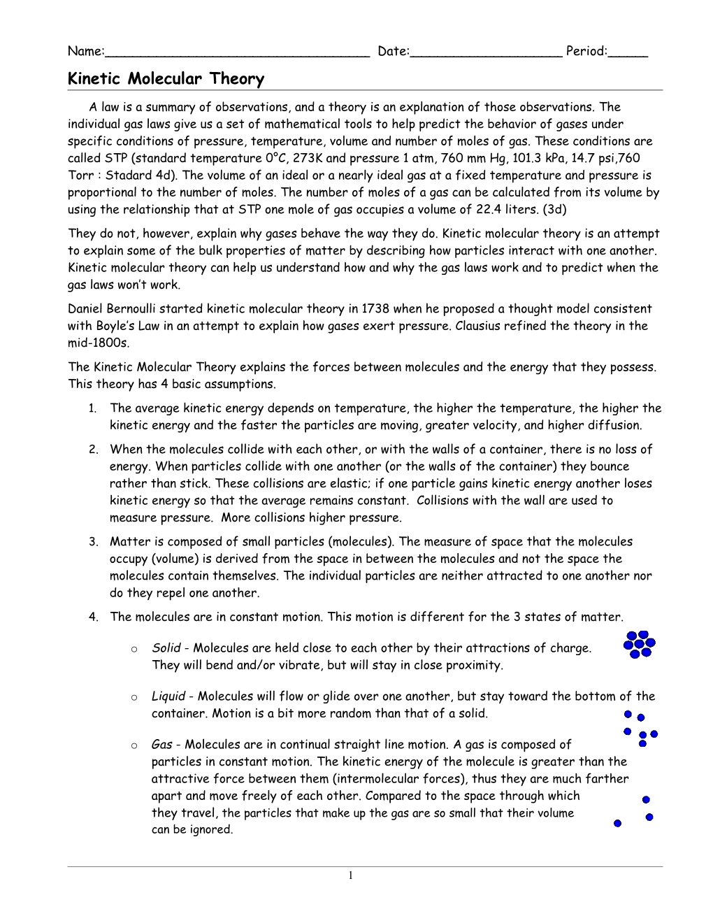 Kinetic Molecular Theory