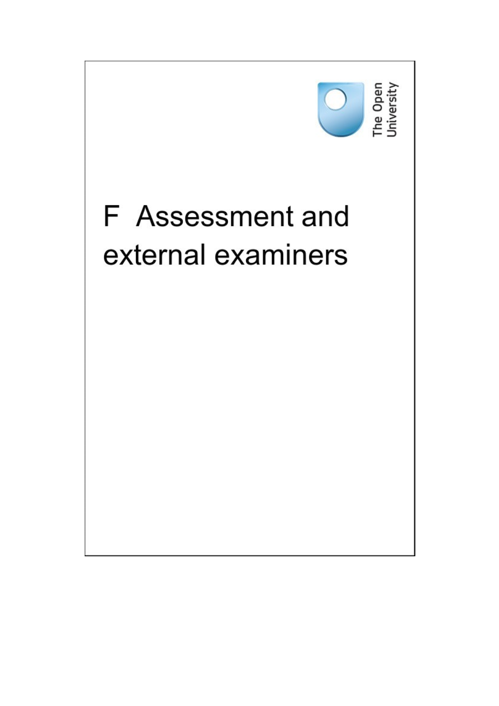 F Assessment and External Examiners