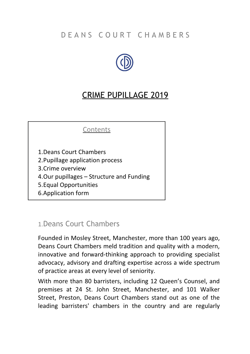 Crime Pupillage 2019