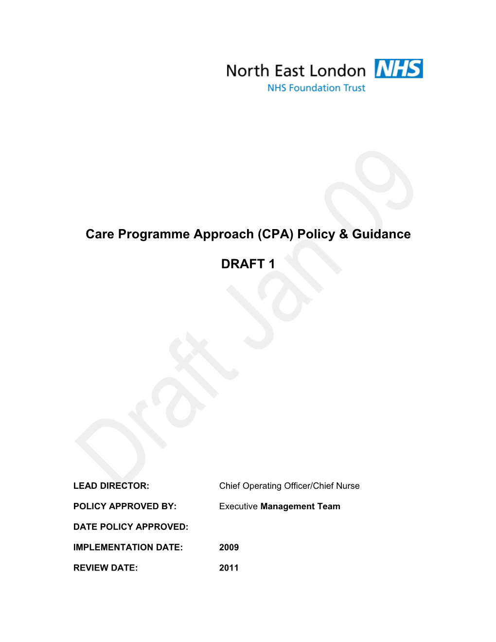 Care Programme Approach (CPA) Policy & Guidance