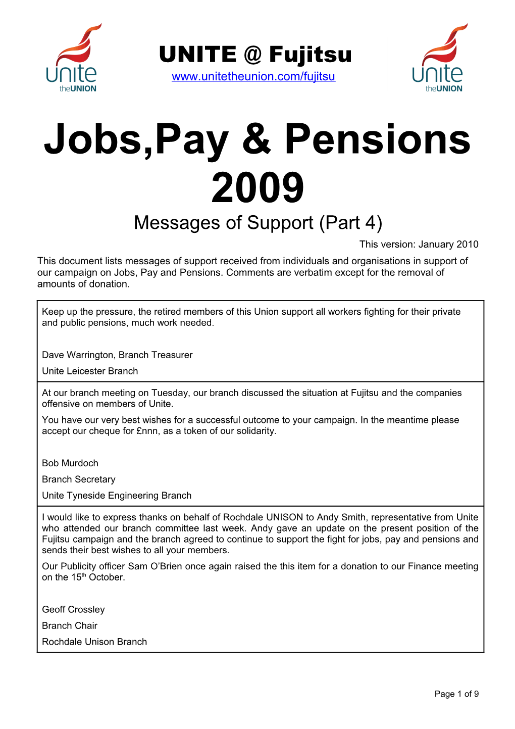 Jobs,Pay & Pensions 2009