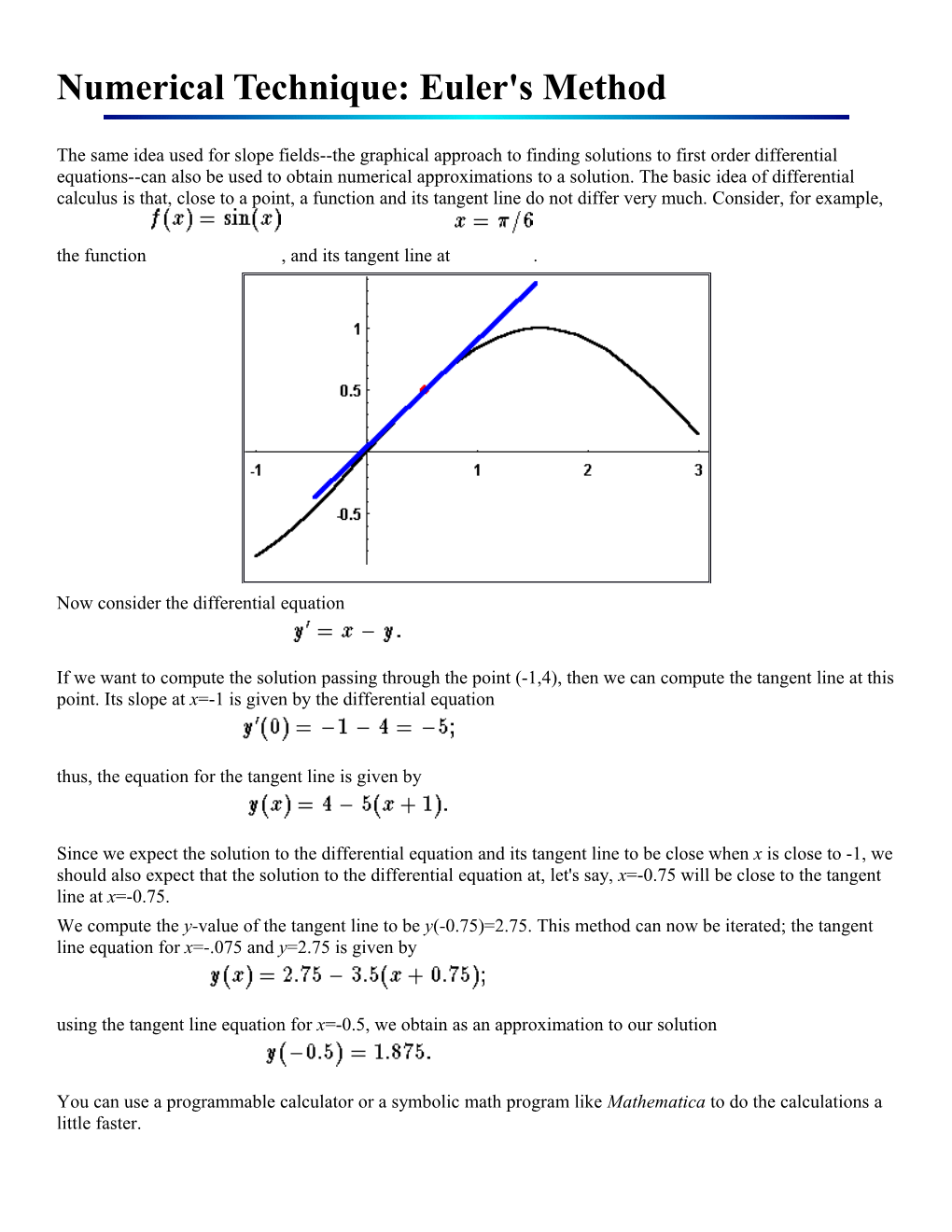 Numerical Technique: Euler's Method