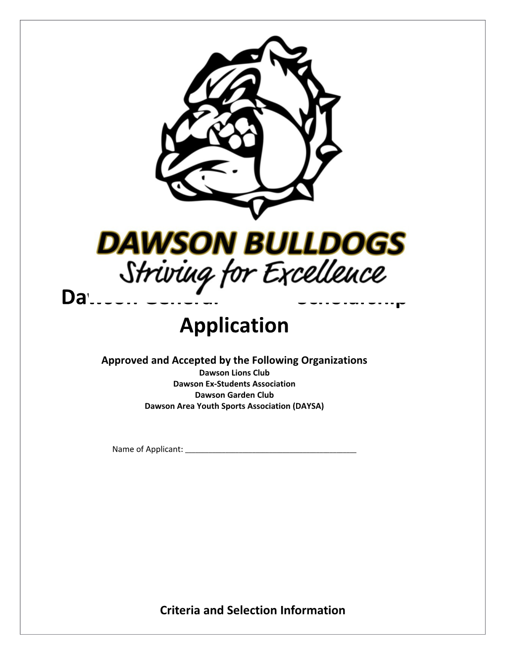 Dawson General Scholarship Application