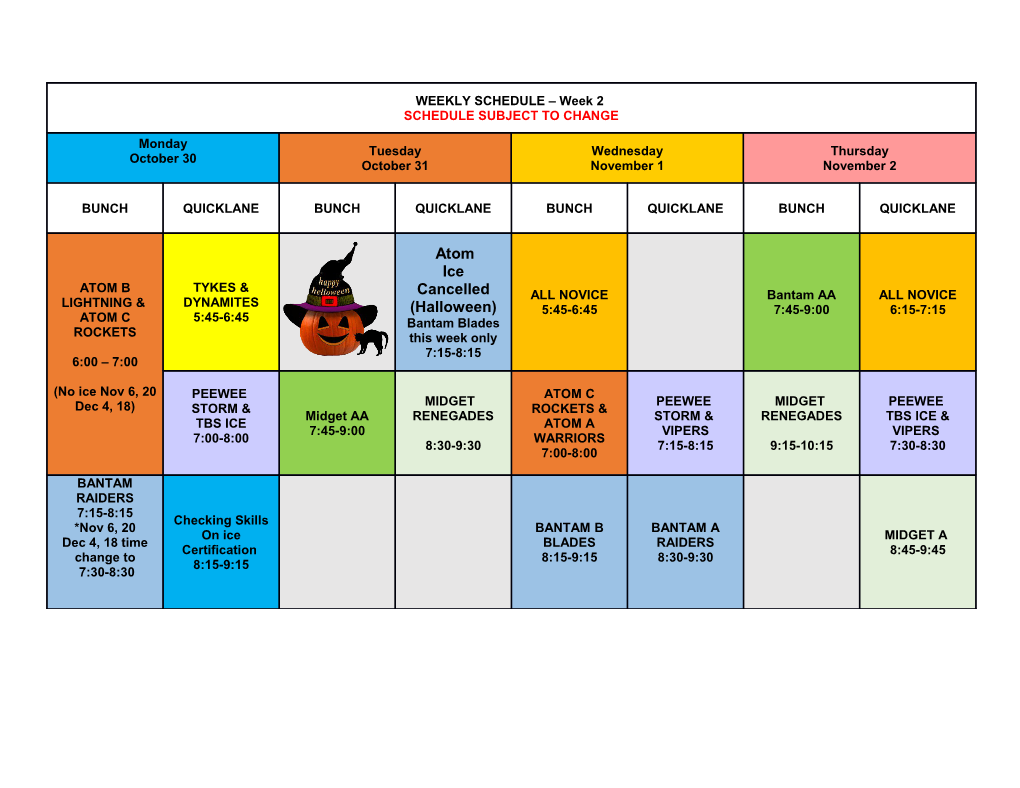 November 6 - Coach 2 Clinic - on Ice Session 8:45 9:45