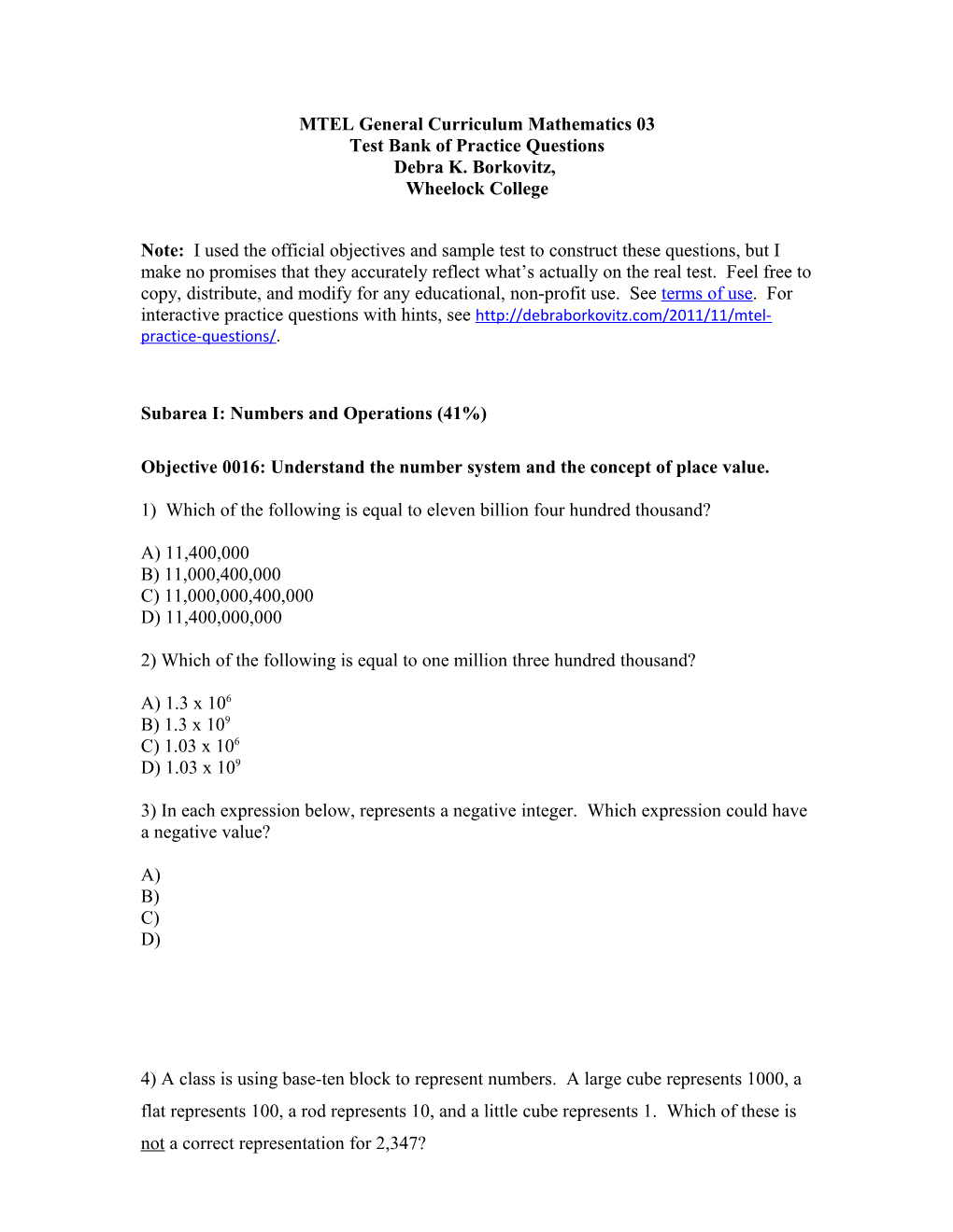 MTEL General Curriculum Mathematics 03