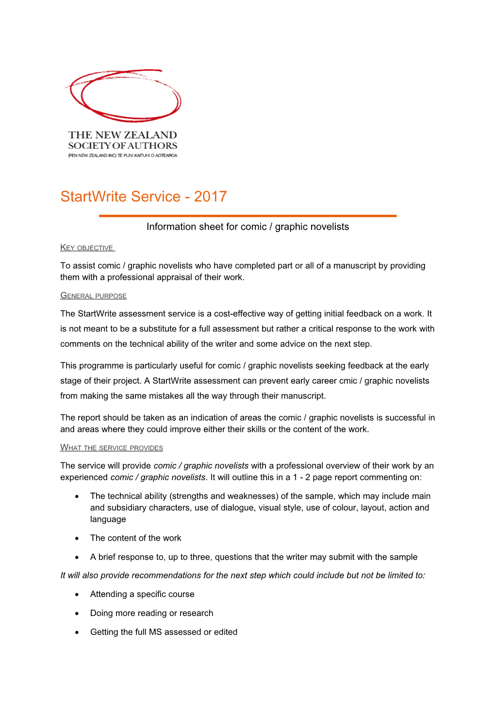 Startwrite Service - 2017