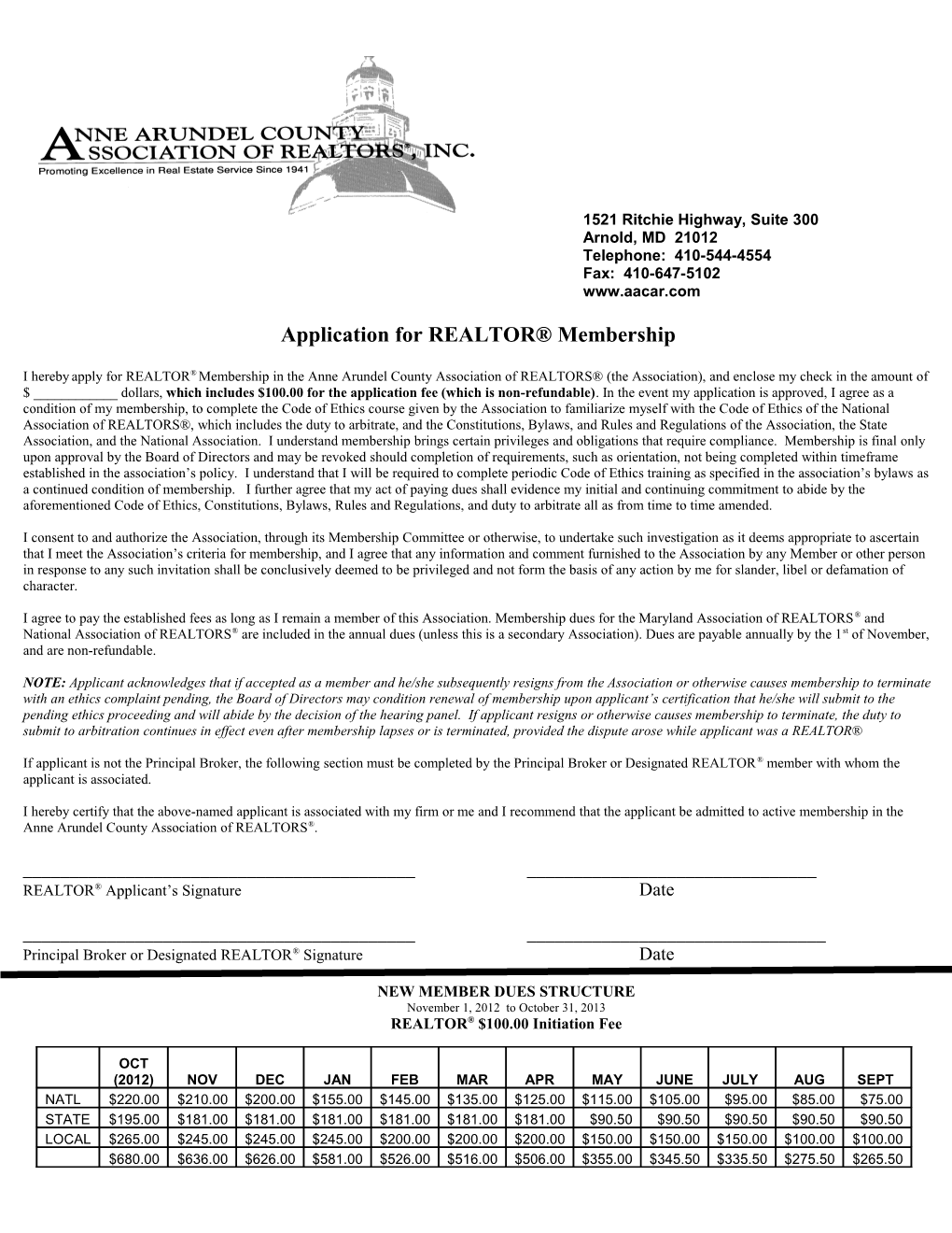 Application for REALTOR Membership