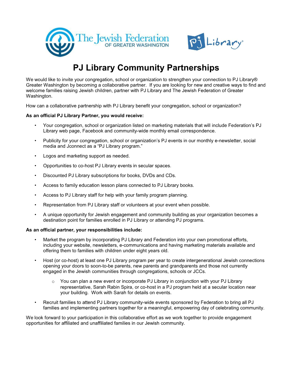 PJ Library Community Partnerships