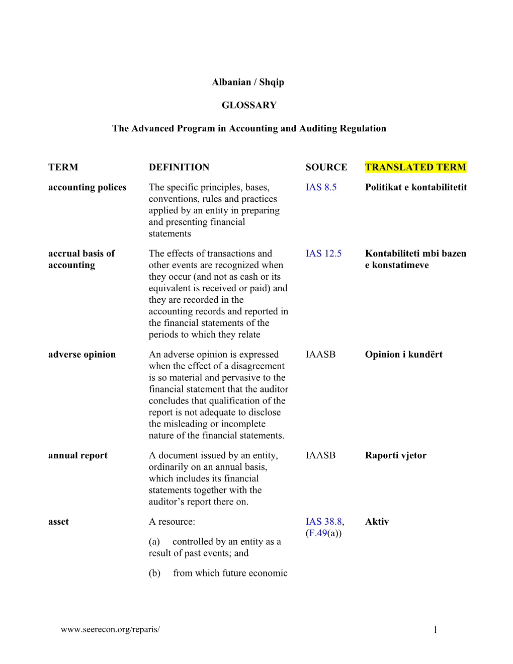 The Advanced Program in Accounting and Auditing Regulation