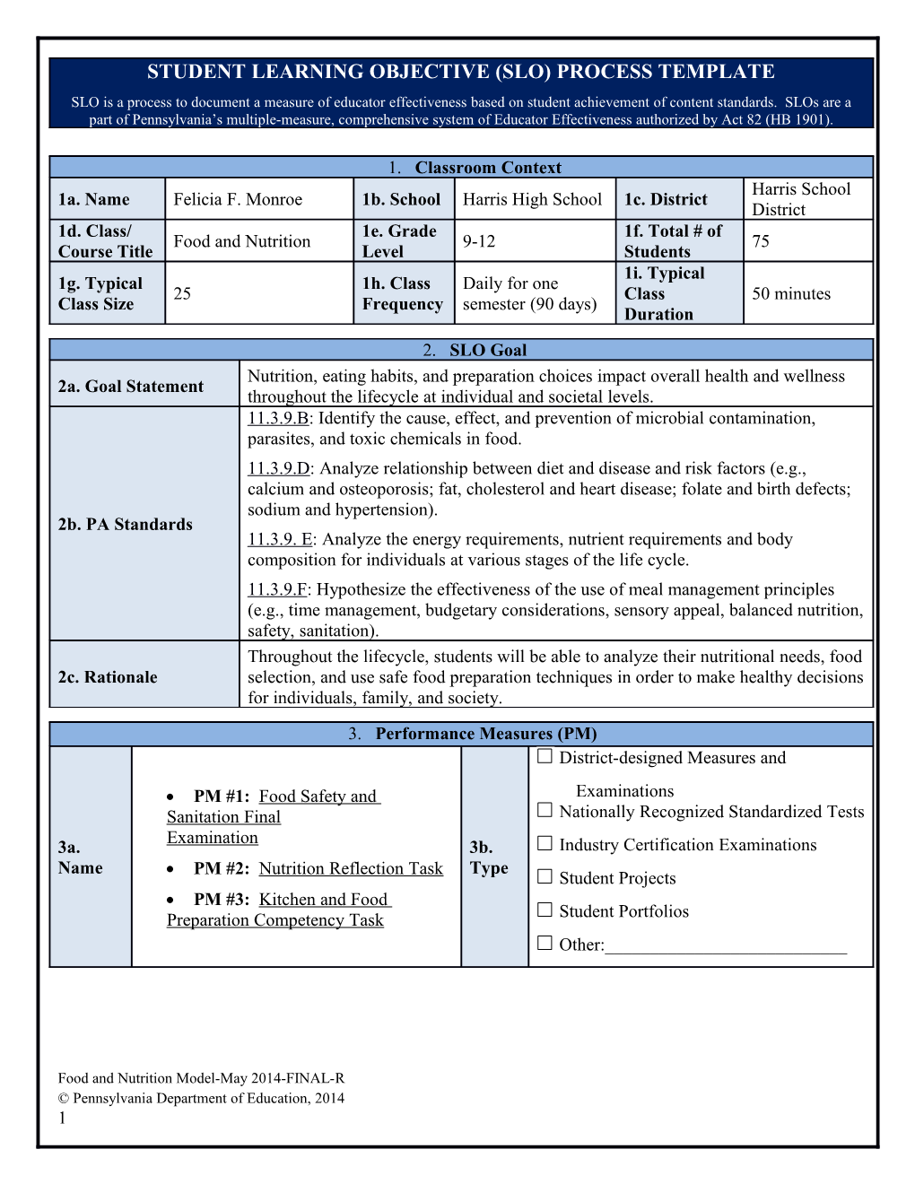 PM #1: Food Safety and Sanitation Final