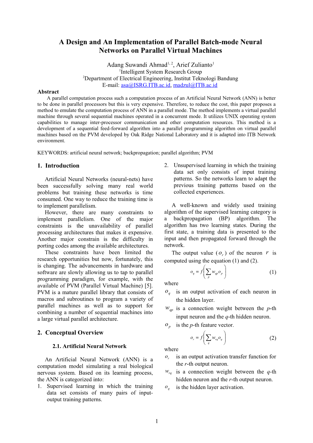 A Design and an Implementaion of Parallel Batch-Mode Neural