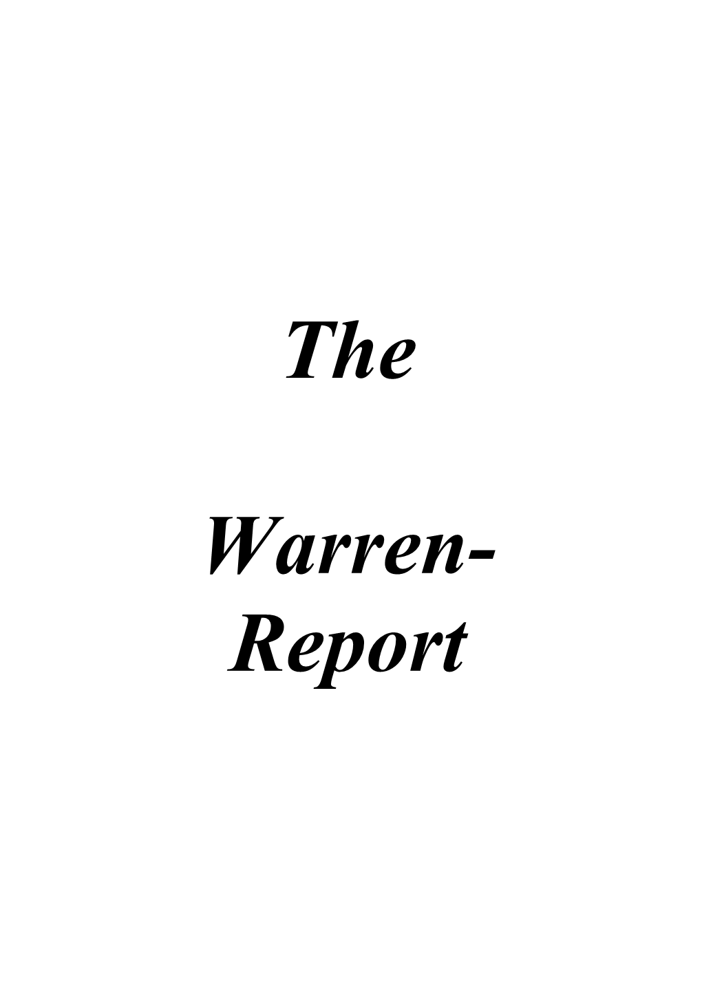 Warren Report: Table of Contents