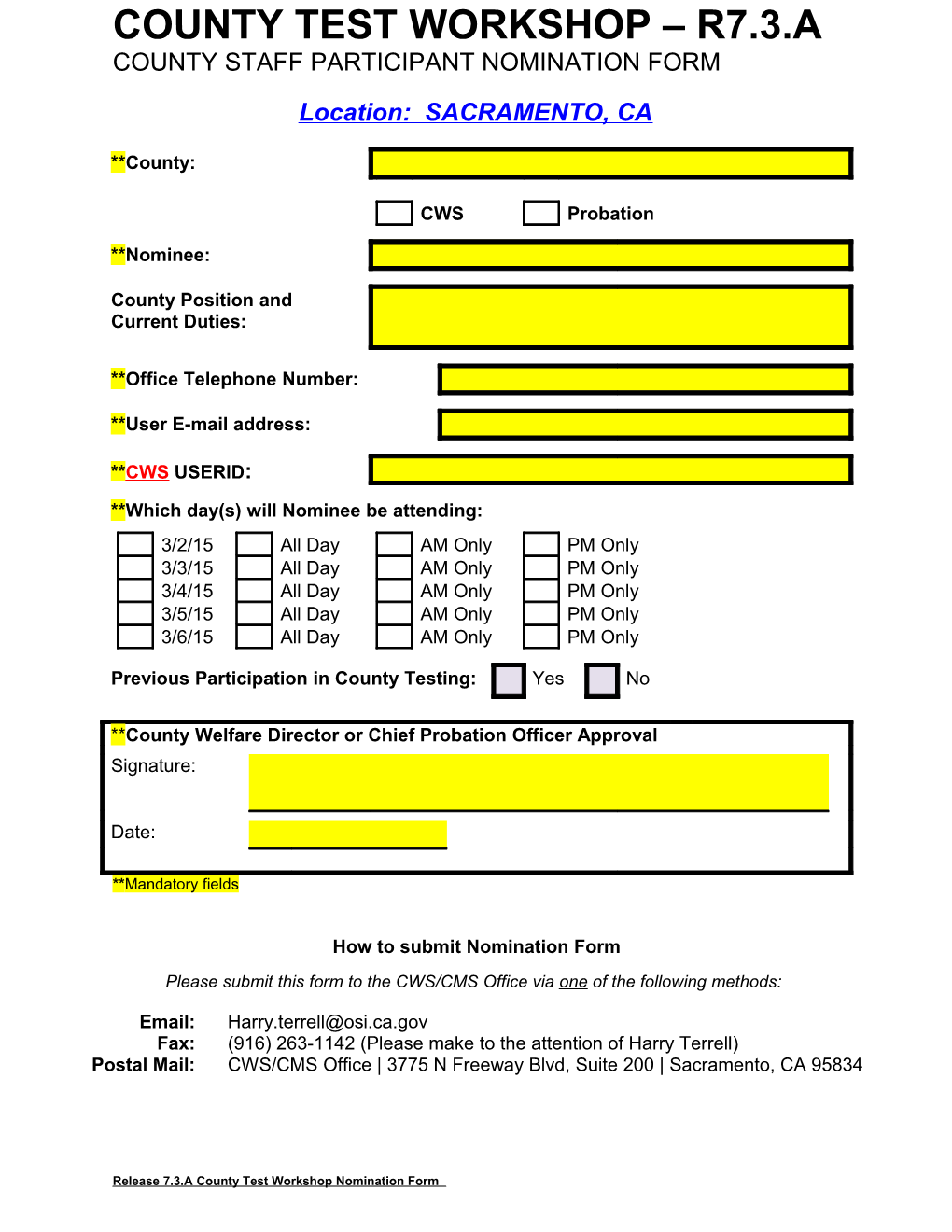 County Staff Participant Nomination Form