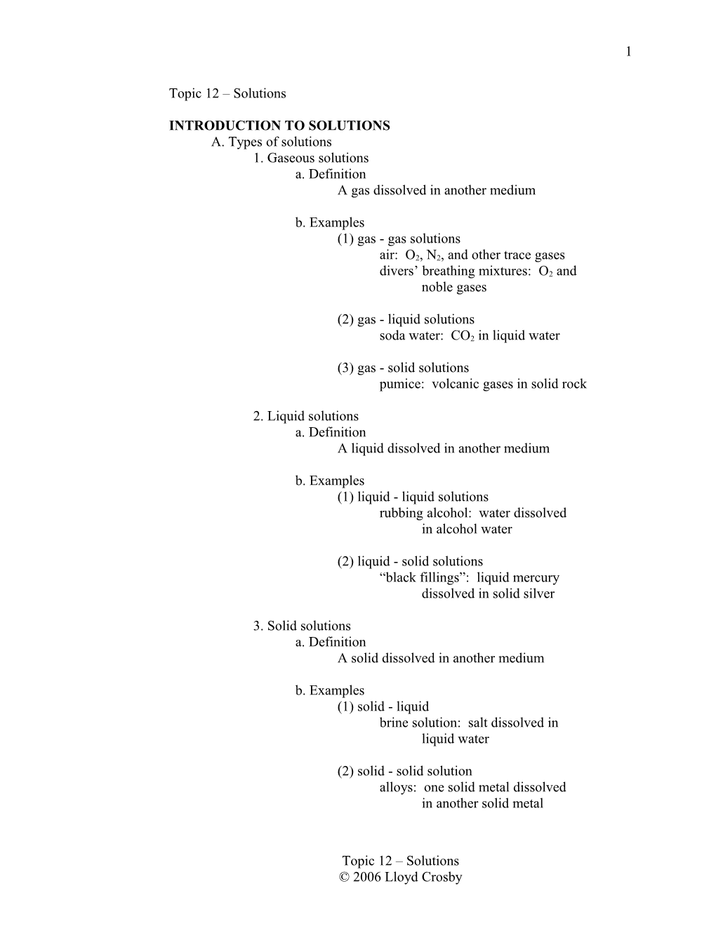 Introduction to Solutions