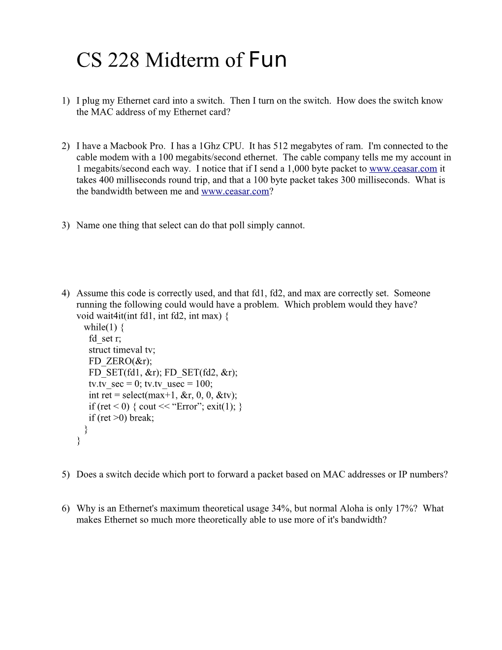 CS 228 Midterm of Fun