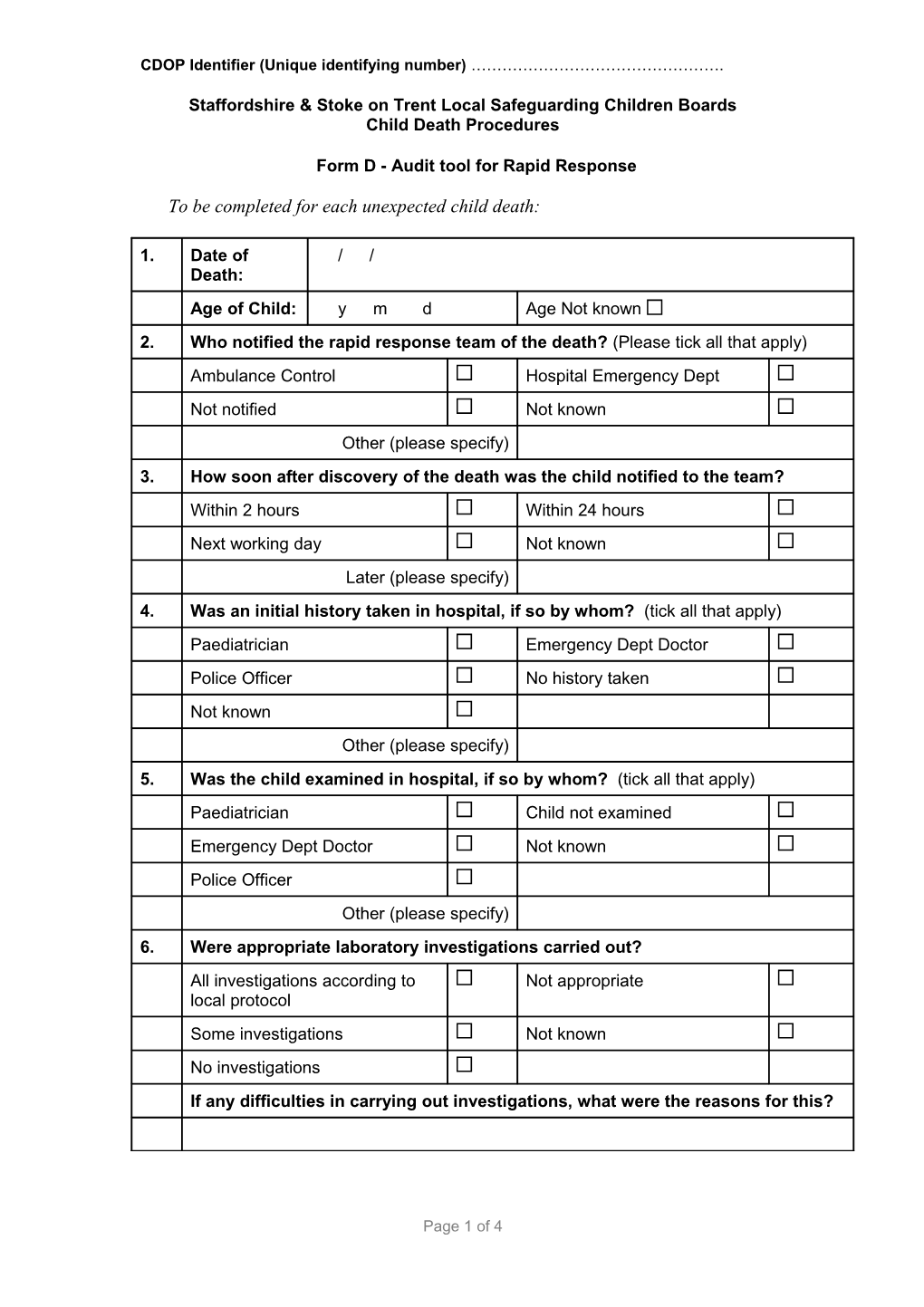 Audit Tool for Rapid Response